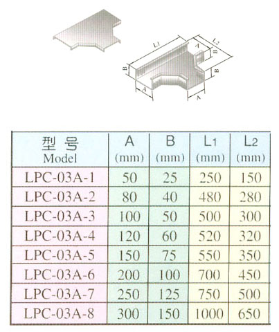 XQJ-LPC-03A型铝合金水平三通配线槽